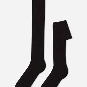 Men’s Ribbed Wool and Cashmere Long Socks