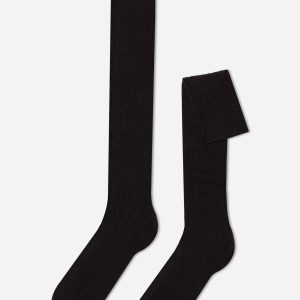 Men’s Ribbed Wool and Cashmere Long Socks